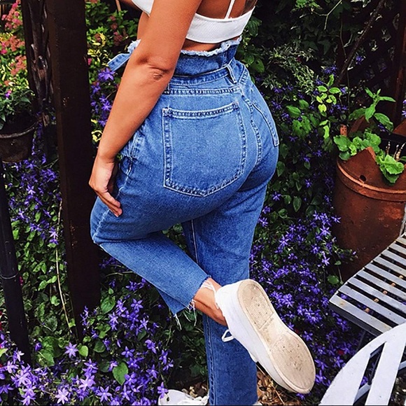 ❌ SOLD❌ High Waist Paper Bag Jean Belt Trousers - Picture 4 of 4